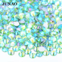 JUNAO 100 Gross Wholesale SS6 8 10 12 16 20 30 AB Glass Rhinestone Bulk Flatback Crystals Round Nail Strass Stone For DIY