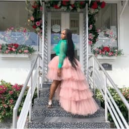 2020 Spring Grass Green Ruffles Tiered High Low Tulle Skirts Women Elastic Custom Made Long Puffy Tulle Skirt Women Fashion Tutu