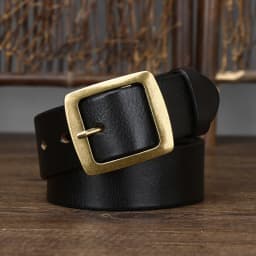 3.8cm Width Thick Retro Cowhide Genuine Leather Belt For Men Solid Brass Copper Pin Buckle Belts Male Strap For Jeans