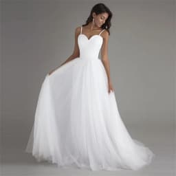 Customized Spaghetti Strap Beach Wedding Dresses White Tulle with Sashes Boho Bridal Gown A-line Bride dress Vestido Noiva Praia