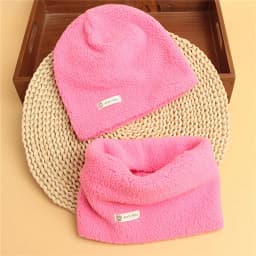 Autumn Winter Cotton Knit Children's Hat Collar 2 Set Boys and Girls Hats Set Baby Solid Color Scarf Cap two-piece