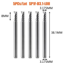 Dreanique 5pc/lot Single Flute Spiral End Mill CNC 3D Advertisement Engraving 1 Flute Bit for wood Acrylic Aluminum Plastics Cut
