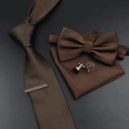 New Men's Tie Bowtie Set Luxury Business Worker Blue Black Solid Color Silk Polyester Jacquard Woven Necktie Suit Wedding Party