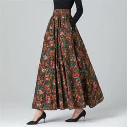 Female Cotton Linen Autumn Vintage Plus Size a-line High Waist National Fashion Big Flower Maxi Ladies Skirts for Womens