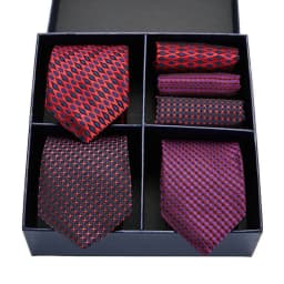 Gift box packing Silk Ties For Men Novelty Hanky Set 3 Styles Men's Tie Formal Red Cravat for Wedding Business Necktie