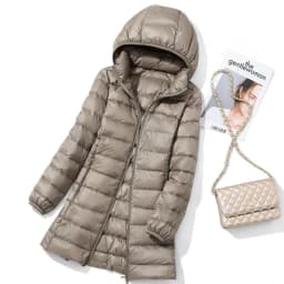 SEDUTMO Winter Long Womens Down Coat  Ultra Light Thin Puffer Jacket Slim Casual Remove Hooded Parka ED1580