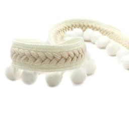 1Y Pom Trim Ball Wide 6CM Fringe Ribbon Sewing Beige White Lace Kintted Fabric Beaded Handmade Craft Accessories