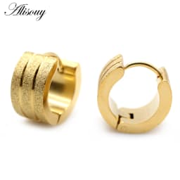 Alisouy 2pcs New Frosted Scrub Groove Ear Earring Stainless Steel Small Circle Hoop Earrings for Women Men Punk Piercing Jewelry