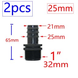 4Pcs 1/2" 3/4" 1" Male Female Thread Connector To Barb 8mm 16mm 20mm 25mm 32mm PE Hose Adapter Garden Irrigation Watering System
