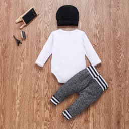 Newborn Infant Baby Boy Clothes Sets 3pcs Little Brother Long Sleeve Romper Pant Hats Outfit Clothes
