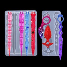 Self Defense Keychain Mold DIY Epoxy Silicone Resin Mold Pendant Keychain Self-defense Toy Craft For Resin Small Knife