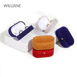 Wedding Ring Packaging Box Ear Studs Holder Velvet Engagement Couple Ring Box Valentine Gift Double Rings Storage Display Case