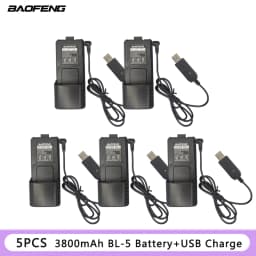 BAOFENG UV-5R Battery For Pofung UV5RA UV-5RE DM-5R Plus BF-F8 RT-5R Walkie Talkie BL-5 Battery 3800 Compatible USB 1/2PCS