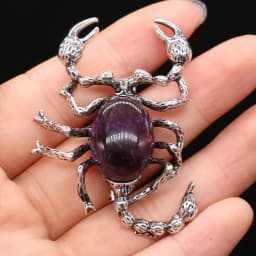 Natural Stone Shell Scorpion Brooch Pins Rose Quartzs Pendant for Women DIY Necklace or Dual Use Brooches Jewelry Accessories