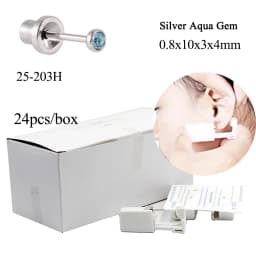 24PCS/Box Disposable Safety Kids Ear Piercing Device Bezel Crystal Studs Bullet Buckle No Sharp Body Piercing Jewelry Suit Baby