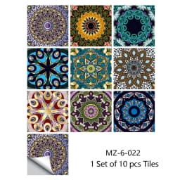 10/15/20cm Mandala Style Matte Surface Tile Sticker Peel & Stick Decoration Film For Tiles /Ground in Kitchen Wardrobe Wallpaper