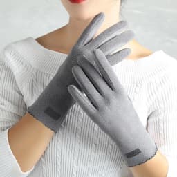 Slim Vintage Windproof Touch Screen Gloves Women Winter Full Finger Hand Warmer Suede Glove Female Young Students Wholesale G027