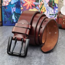 Super Wide 4.2CM Luxury Thick Genuine Leather Men Belt Double Buckle Belt Ceinture Leather Belt Men Jeans Trouser Belt MBT0018