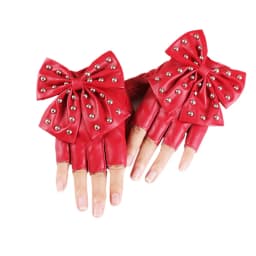 New Women Bowknot Rivet Stage Performance Leather Half Finger Gloves Fashion Sexy Personality Female Nightclub Hip Hop