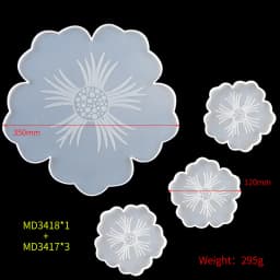 Flower Tea Cup Pad Molds Set DIY Handmade Crystal Big Flower Plate Clay Epoxy uv Resin Mold Silicone Craft Mold Art Home Decorat