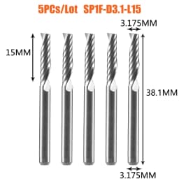 Dreanique 5pc/lot Single Flute Spiral End Mill CNC 3D Advertisement Engraving 1 Flute Bit for wood Acrylic Aluminum Plastics Cut