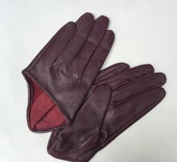Women's natural sheepskin leather solid pink color half palm gloves female genuine leather fashion short driving glove R1171
