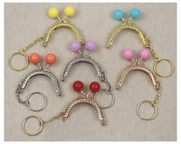 5cm mini semicircle purse frame clasp Color beads With key ring DIY coin purse Kiss lock bag accessories 6pcs/lot