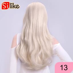 Silike 24Inch Synthetic Wavy 3/4 Half Wig Long Hair Extensions Ombre Blonde Capless Wigs Hair Clips Extension For Women 210g