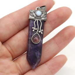 Natural Amethysts Pink Quartz Stone Sword Pendant Lapis Lazuli Onyx Charms Women Jewelry Making DIY Necklace Gift Size 16x57mm
