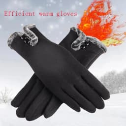 Women Plush Button Double Layer Cotton Touch Screen Driving Gloves Winter Cashmere Thicken Full Finger Cycling Warm Mittens G82