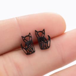 Multiple Black Stainless Steel Stud Earrings for Women Men Simple Volleyball Music Leaf Star Geometric Earings Jewelry Punk Gift