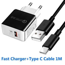 Quick Charger 3.0 USB Charger For Samsung A51 A71 A90 A32 A22 5G Huawei P40 P30 P20 QC 3.0 Fast Wall Charger USB C Type C Cable
