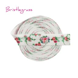 BRISTLEGRASS 2 Yard 5/8" 15mm Fox Dog Cat Rose Flower Floral Print FOE Fold Over Elastic Spandex Band Hair Tie Dress Sewing Trim