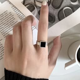 New Trends 925 Sterling Silver Finger Rings Engagement Jewelry For Women Creative Black Circle Party Accessories Gifts