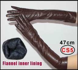 High-end Long Leather Gloves Women's,Leather Sleeve Arm Covers, Winter Warm Thick and Thin Driving Touch Screen Sheepskin Gloves