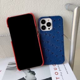 Luxury Ostrich Pattern Phone Case For iPhone Air 17 Pro 16 15 14 13 12 11 17Pro Max PU Leather Hard Shockproof Cover