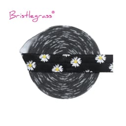 BRISTLEGRASS 2 Yard 5/8" 15mm Fox Dog Cat Rose Flower Floral Print FOE Fold Over Elastic Spandex Band Hair Tie Dress Sewing Trim