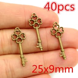 40pcs Key Charms Pendants Antique Bronze plated Metal Retro Slower Heart Keys Charm DIY Jewelry Making Accessories Necklace