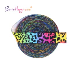BRISTLEGRASS 2 5 10 Yard 5/8" 15mm Lace Crown Leopard Animal Print Fold Over Elastics FOE Spandex Band Tape Hair Tie Sewing Trim