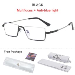 CLLOIO New Trend Multifocal Business Reading Glasses Men Memory Titanium Half frame Anti Blue Ray Progressive Glasses for Women