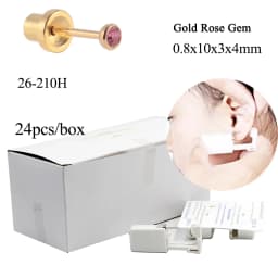 24PCS/Box Disposable Safety Kids Ear Piercing Device Bezel Crystal Studs Bullet Buckle No Sharp Body Piercing Jewelry Suit Baby