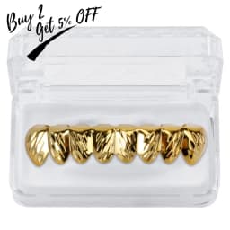 TOPGRILLZ New Fit Gold Silver Color D-Cut Top & Bottom Teeth Grillz With Silicone Hip Hop Rock Jewelry Christmas Gift
