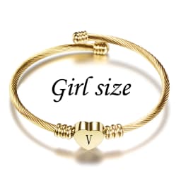 Lovely Kids Initial Bracelets Stainless Steel Tiny Letter Personalized Gift For Baby Gold Color Heart Custom Bangles Handmade Gi