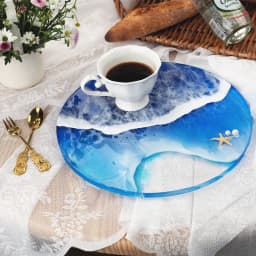 Silicone Round Tray Fruit Plate Mold Handcrafted Mirror Resin Mold Crystal Table Plate Decoration Silicone Mold For Resin