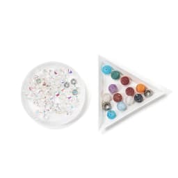 10pcs/lot beauty nail Dotting rhinestone Triangle Round Plate For Jewelry Beads Display Plastic Tray Packaging White Containers