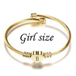 Lovely Kids Initial Bracelets Stainless Steel Tiny Letter Personalized Gift For Baby Gold Color Heart Custom Bangles Handmade Gi