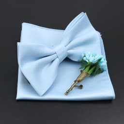 Mens Wedding Bow Tie Brooch Set Romantic Solid Color Silk Polyester Jacquard Woven Bowtie Lapel Pin Hanky Men Gifts Accessories