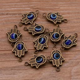 10PCS 13*22mm Fatima Hamsa Hand 10 Color Evil Eye Spacer Bead Connector For DIY Bracelets Necklace Jewelry Handmade Making