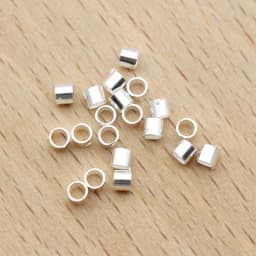 20pcs Genuine Real Pure Solid 925 Sterling Silver Crimp End Beads Silver Crimps End Bead Round Tube for Jewelry Making Findings