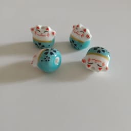 30pcs 13x14mm Hand Painted Lucky Cat Ceramic Beads Vertical Hole Loose Spacer Cute Animal Ceramics Bead For Jewelry Making DIY